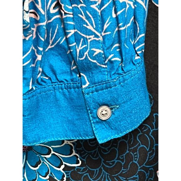 LOFT ladies medium semi sheer‎ floral long sleeve Black/Blue - Picture 5 of 7